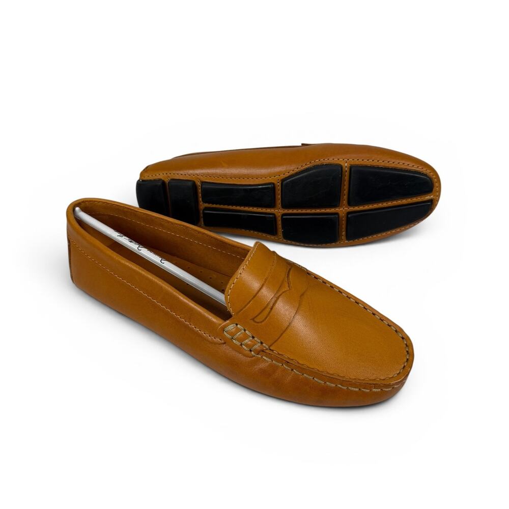 Massimo Matteo Penny Driver Loafer Womens 6.5 Tan Bison Leather Moccasin Slip On